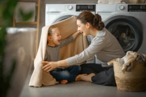 mother playing with daughter